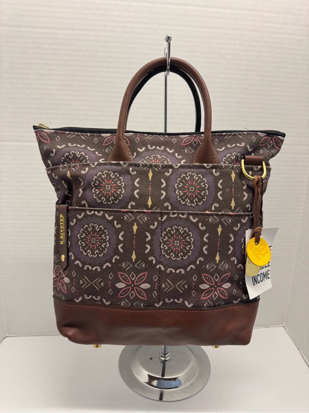 R. Riveter Otto Carry All Canvas Tote with Leather Trim